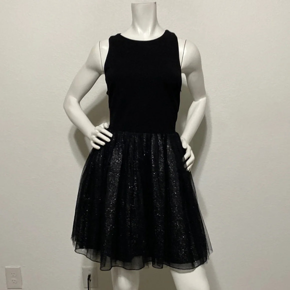 Greylin Black & Metallic Tulle/Mesh Cocktail Dress Size M - Picture 2 of 12